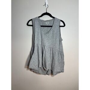 Loft Vintage Soft Heather Gray V-Neck Peplum Sleeveless Tank Top‎ Womens Medium